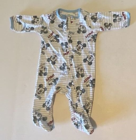 Disney Baby Mickey Mouse Footed Sleeper 0/3M Striped Zip Coverall 1