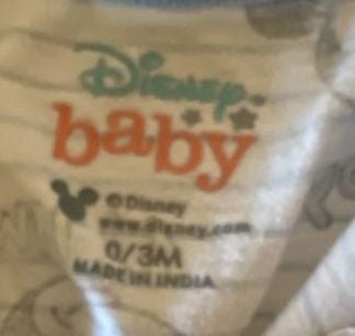 Disney Baby Mickey Mouse Footed Sleeper 0/3M Striped Zip Coverall 2