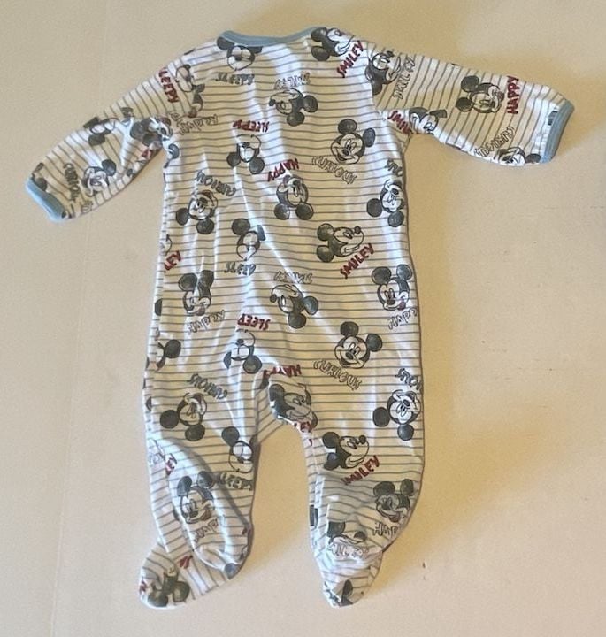 Disney Baby Mickey Mouse Footed Sleeper 0/3M Striped Zip Coverall 3