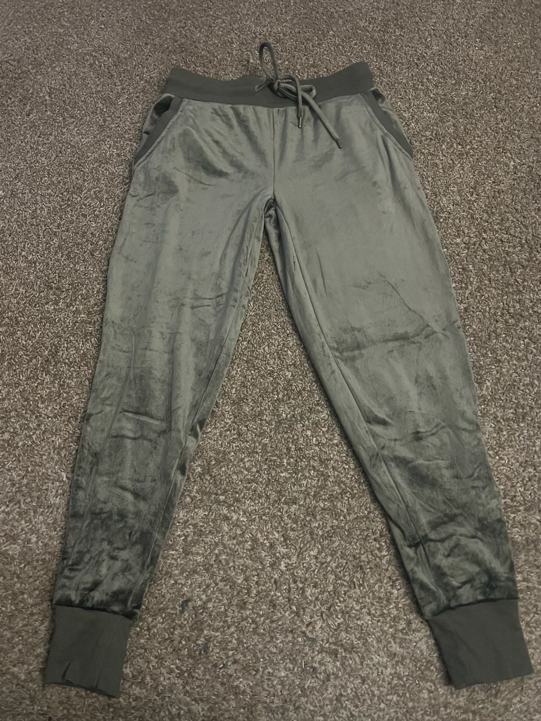 Felina Velvety Soft Jogger Pants Green Velour Size s 2