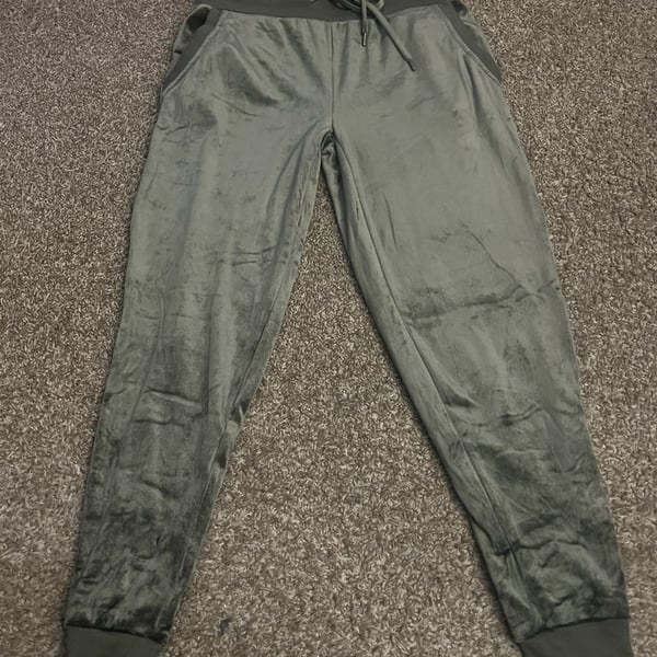 Felina Velvety Soft Jogger Pants Green Velour Size s