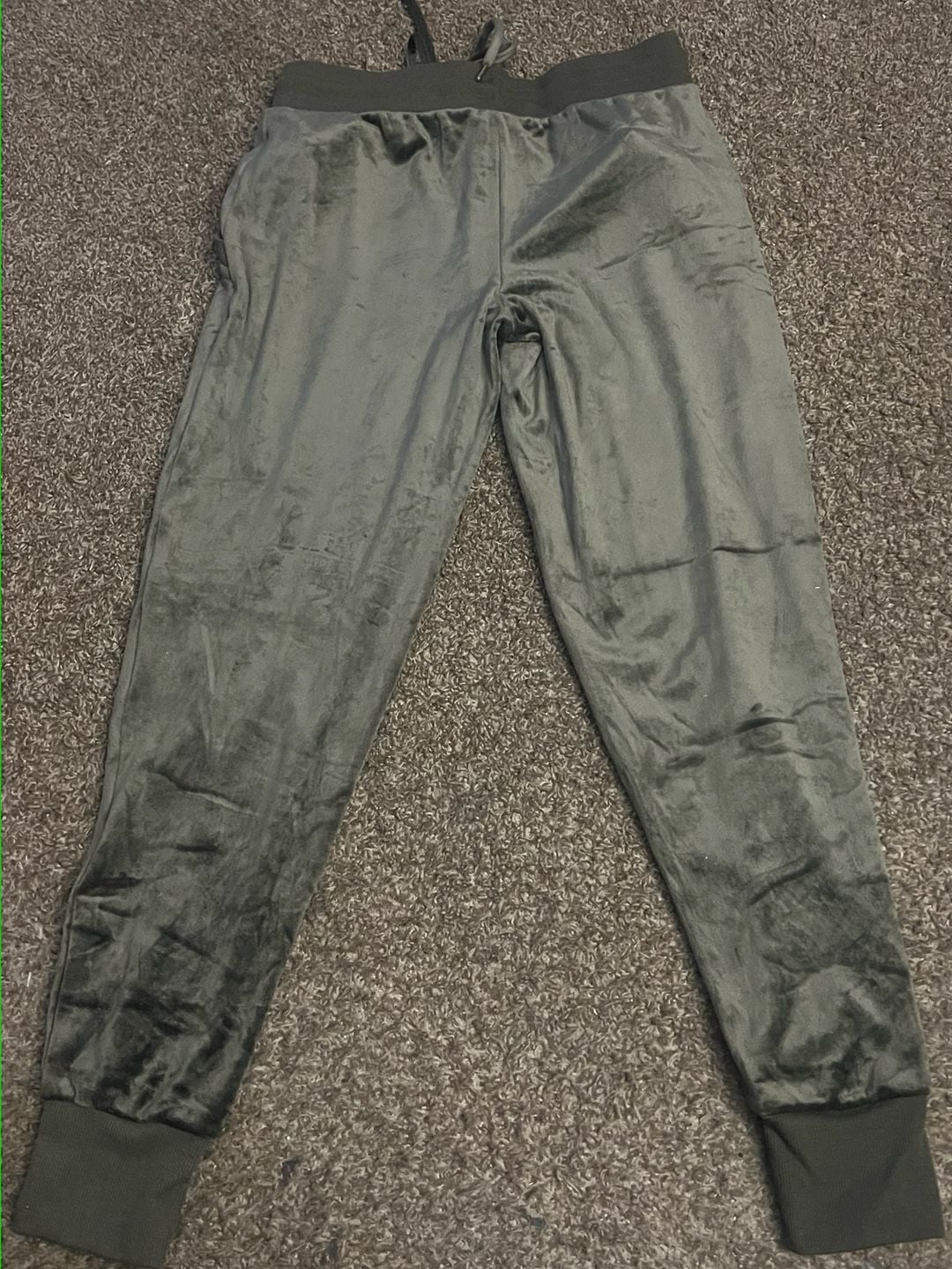 Felina Velvety Soft Jogger Pants Green Velour Size s 3