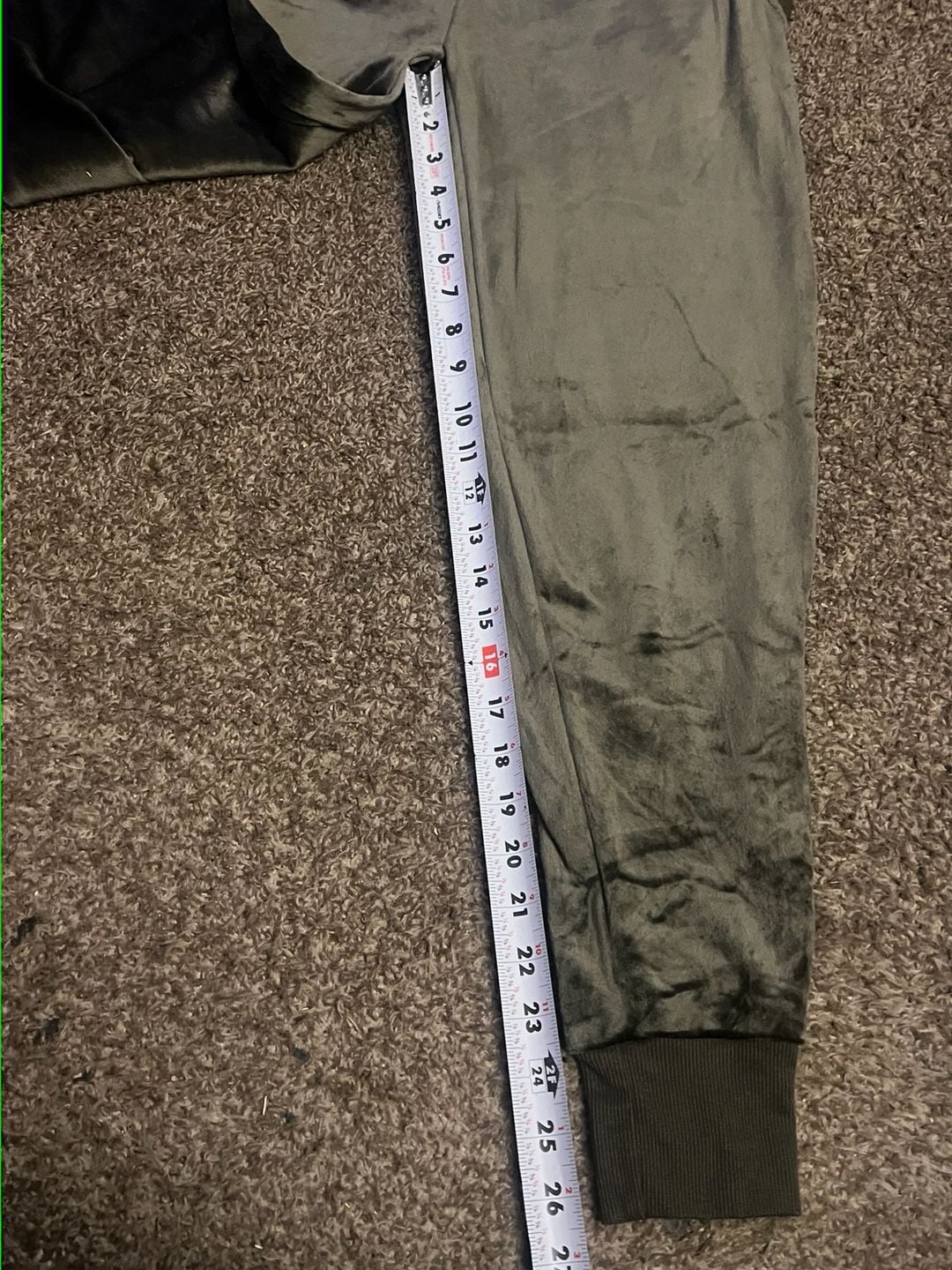 Felina Velvety Soft Jogger Pants Green Velour Size s 6