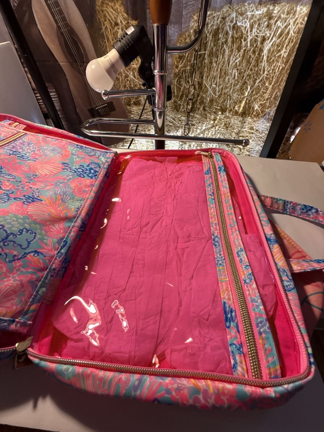 Lilly Pulitzer Garment Bag Pink Multi Floral Travel Briefcase 5