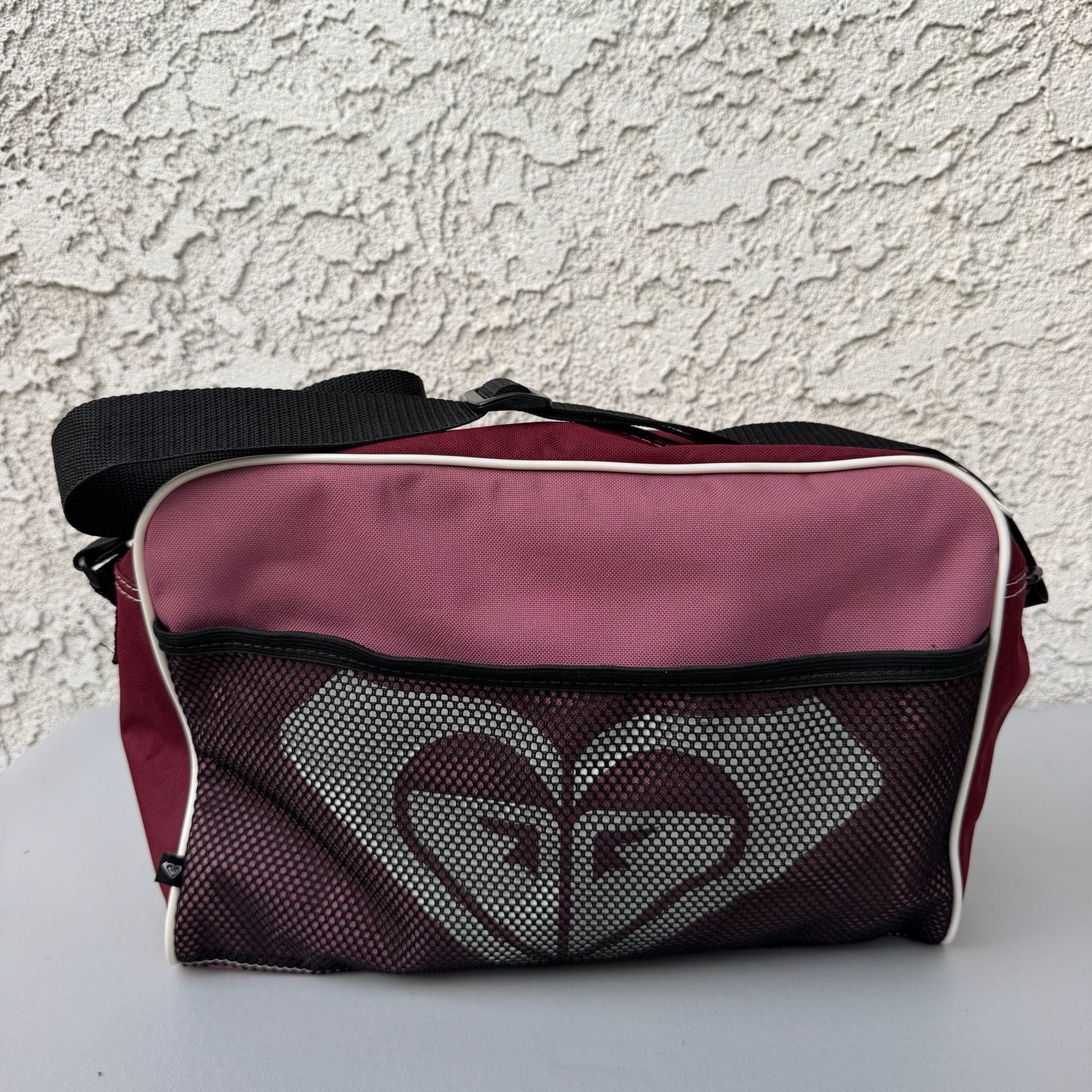 Vintage Y2K Roxy Quiksilver Pink Messenger Bag Logo Surf Skater Crossbody 2