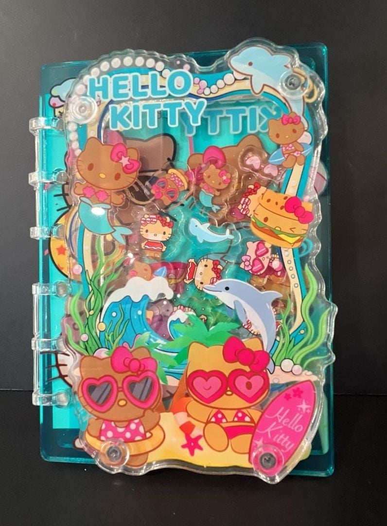 Sanrio Hello Kitty A7 Acrylic Shaker Notebook Blue Beach 1