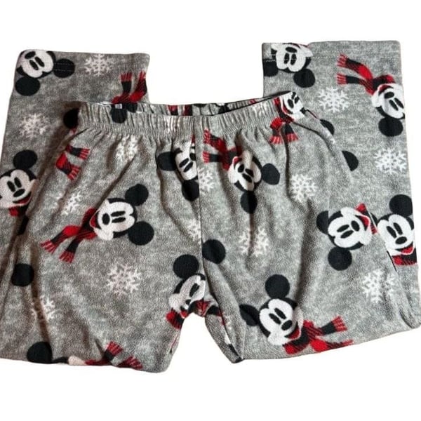 Disney Mickey Mouse Fleece Pajama Pants Size 4 Gray Winter Scarf Snow