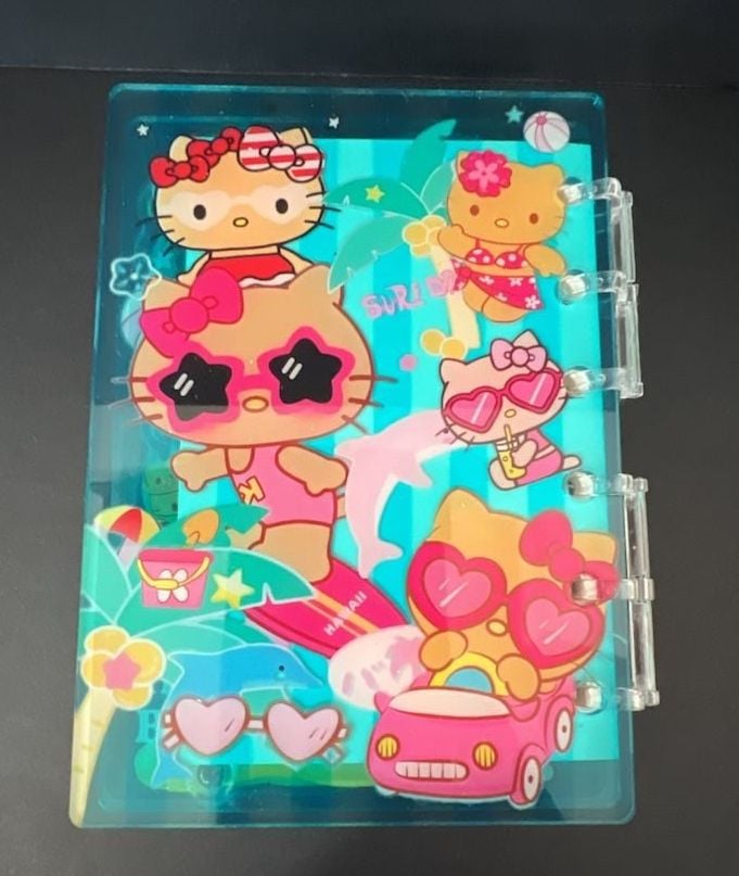 Sanrio Hello Kitty A7 Acrylic Shaker Notebook Blue Beach 3