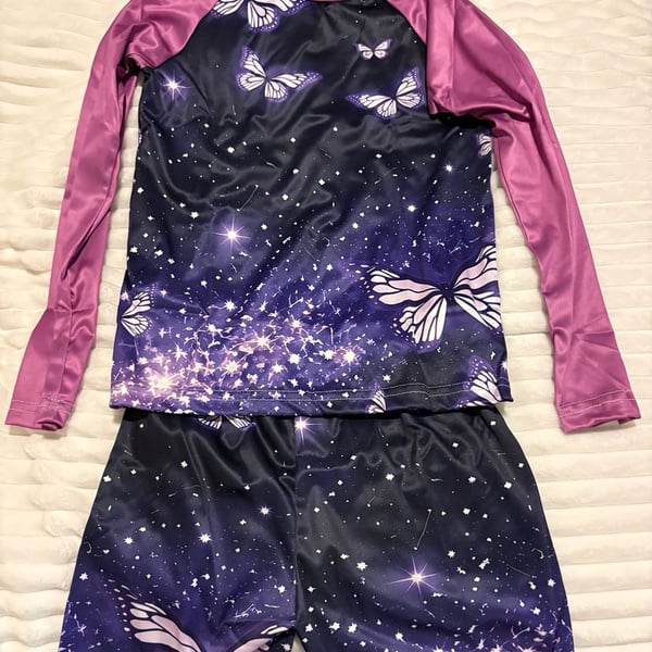 Girls short set Purple Butterfly