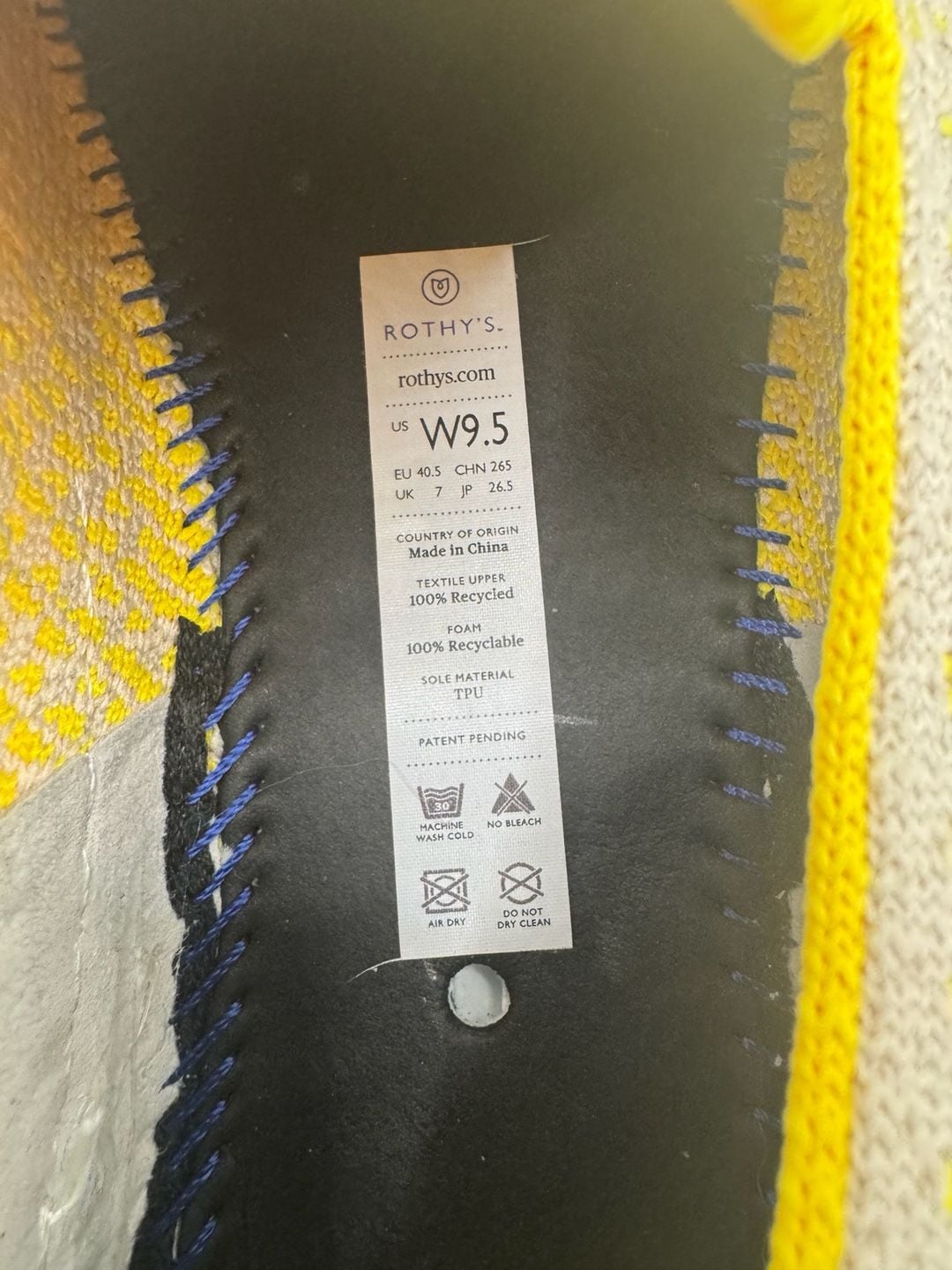 Rothy's The Sneaker Honeycomb Slip-On Shoes Lemon Yellow 9.5 10
