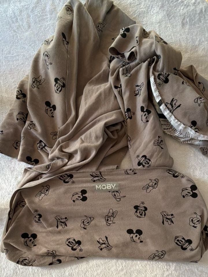 Disney Baby Moby Wrap Carrier Vintage Mickey & Friends Grey Cotton 1