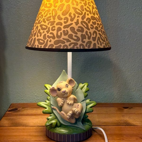 Disney The Lion King Simba Nursery Lamp With Cheetah Print Shade