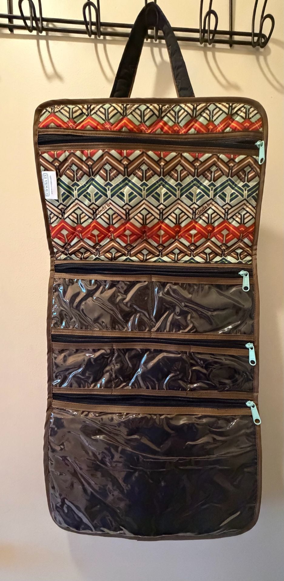 Cinda B Hanging Organizer Bag Multi Color Geometric Quilted 4