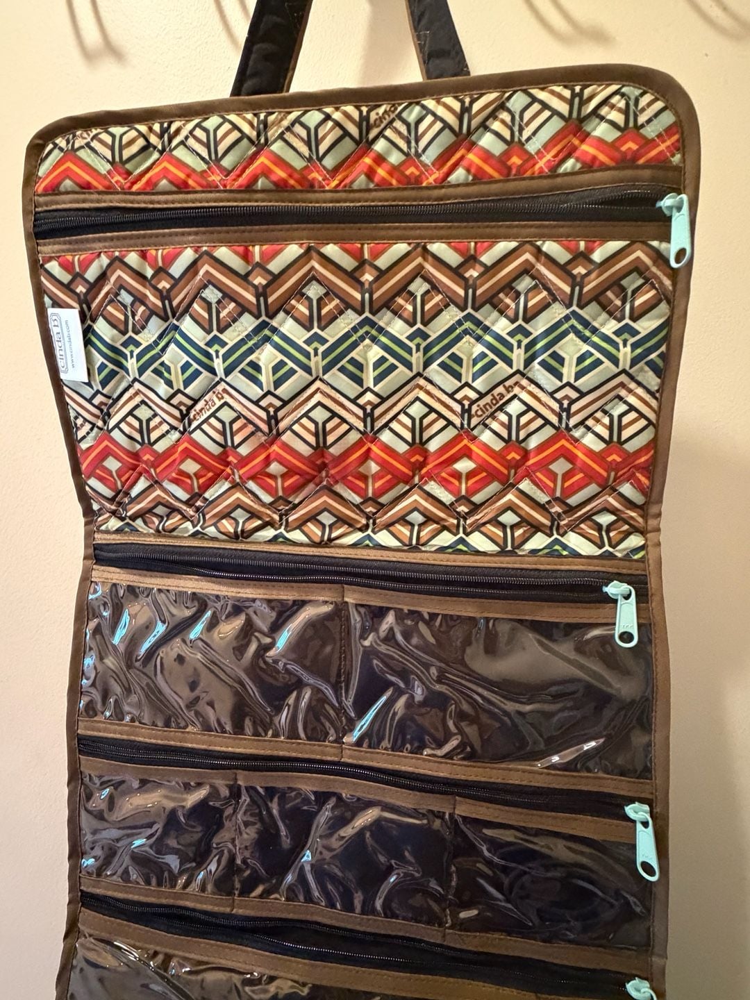 Cinda B Hanging Organizer Bag Multi Color Geometric Quilted 6
