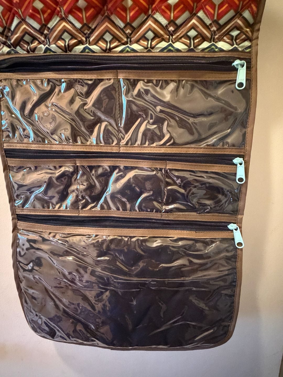 Cinda B Hanging Organizer Bag Multi Color Geometric Quilted 7