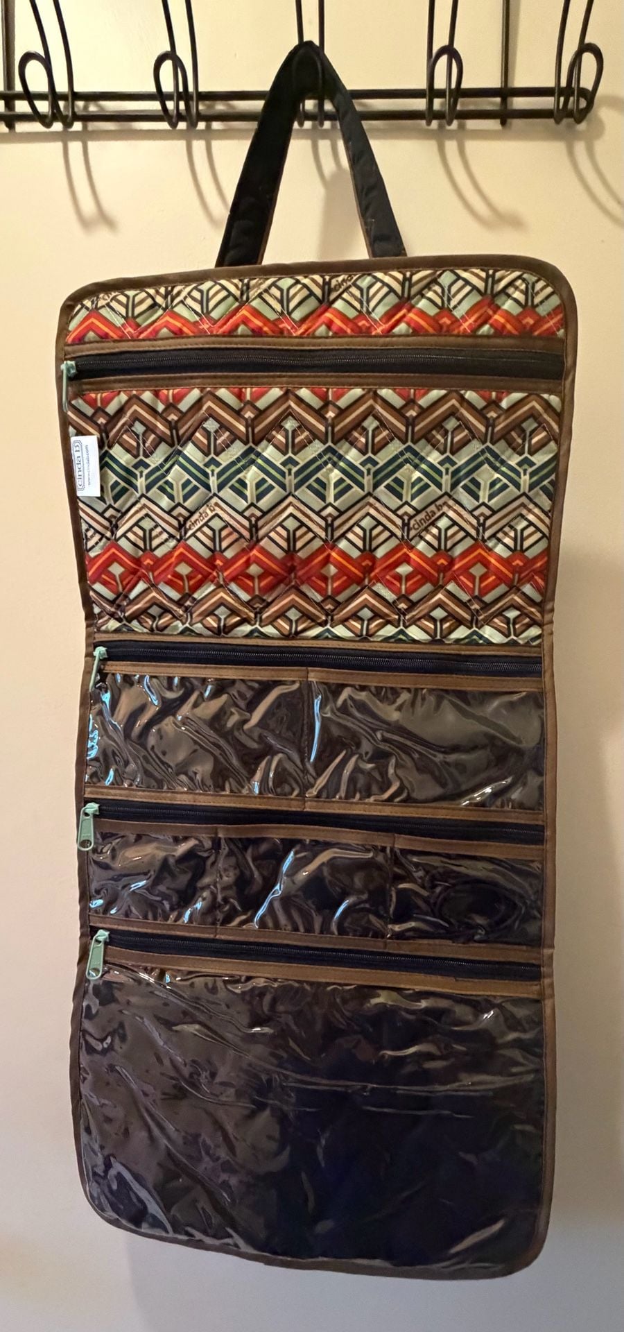 Cinda B Hanging Organizer Bag Multi Color Geometric Quilted 8