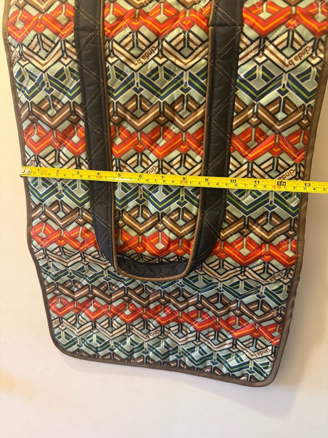 Cinda B Hanging Organizer Bag Multi Color Geometric Quilted 10