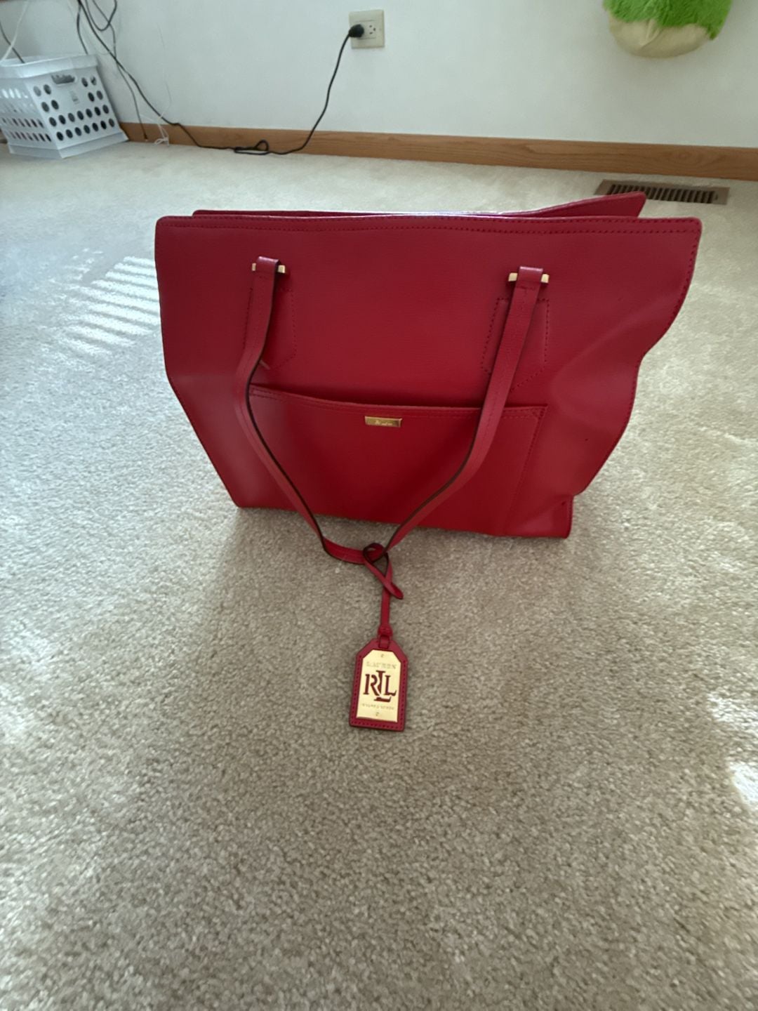 Lauren Ralph Lauren Tote Bag Red Leather 5