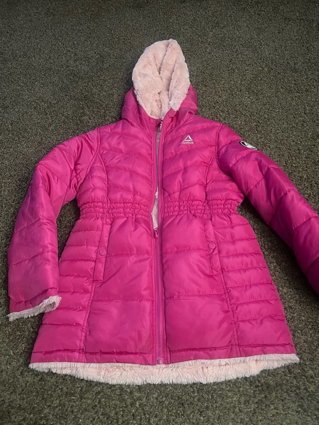Reebok Girls Pink Quilted Nylon Puffer Jacket Size 6 2