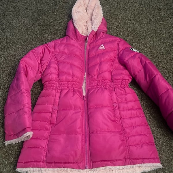 Reebok Girls Pink Quilted Nylon Puffer Jacket Size 6