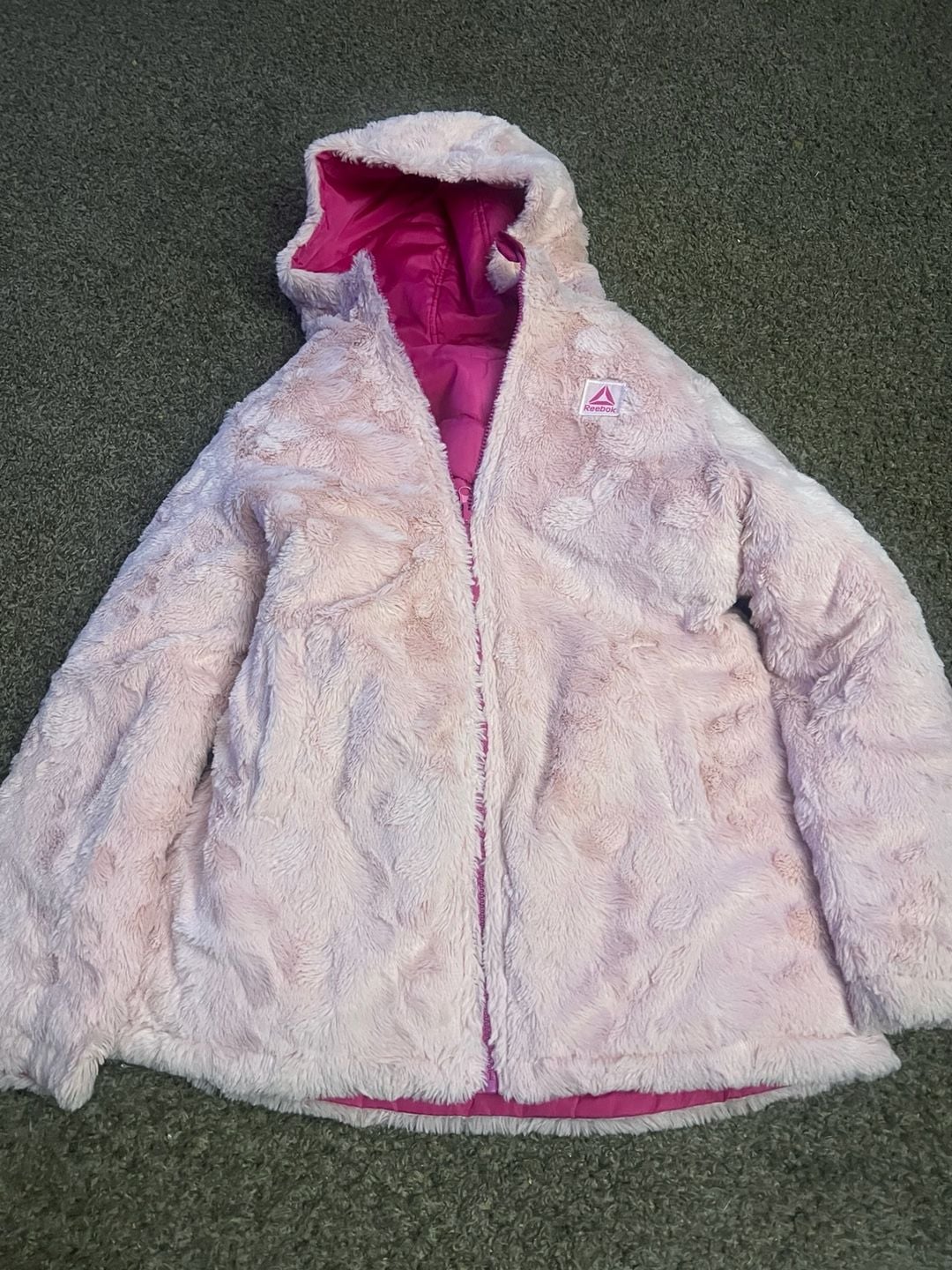 Reebok Girls Pink Quilted Nylon Puffer Jacket Size 6 4