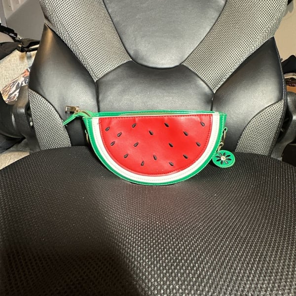 Unbranded Watermelon Fruit Half Moon Crossbody Bag Red Green