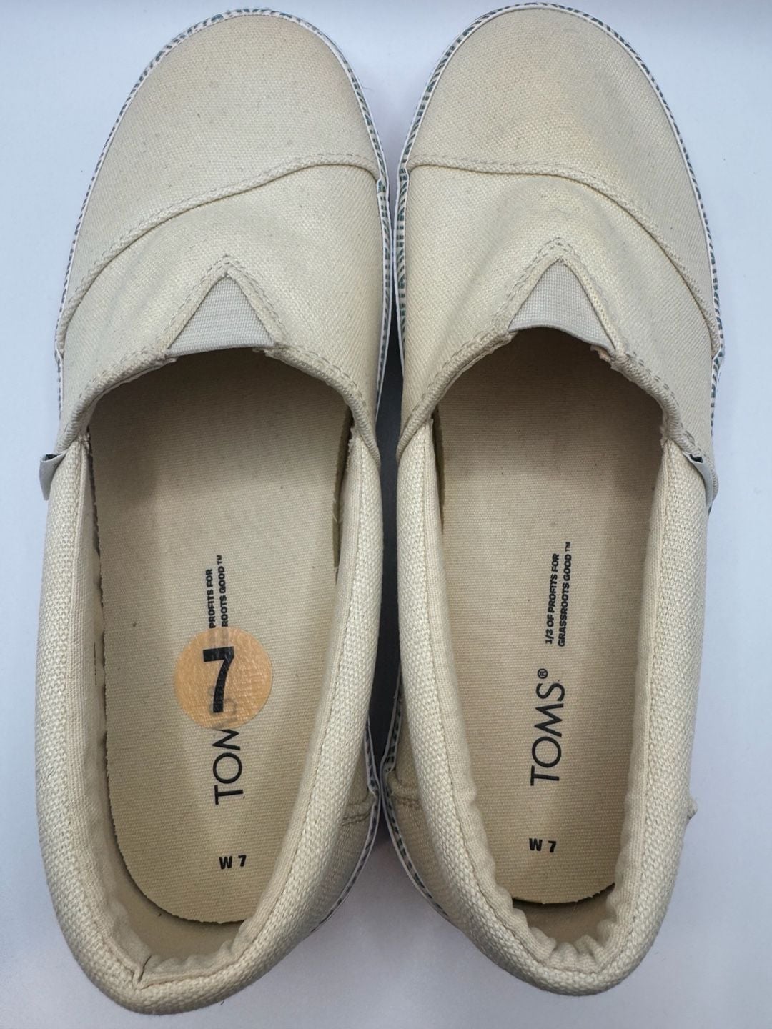 TOMS Alp Fenix Platform Slip On Shoes Size 7 Natural Canvas Diamond 8