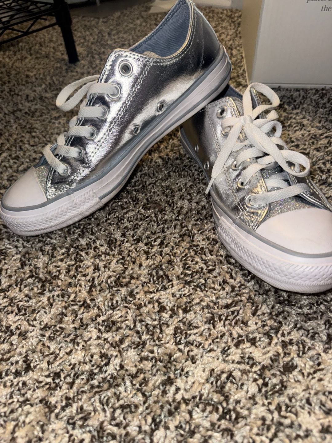 Converse Chuck Taylor All Star Sparkle Silver Low Top Sneakers 2