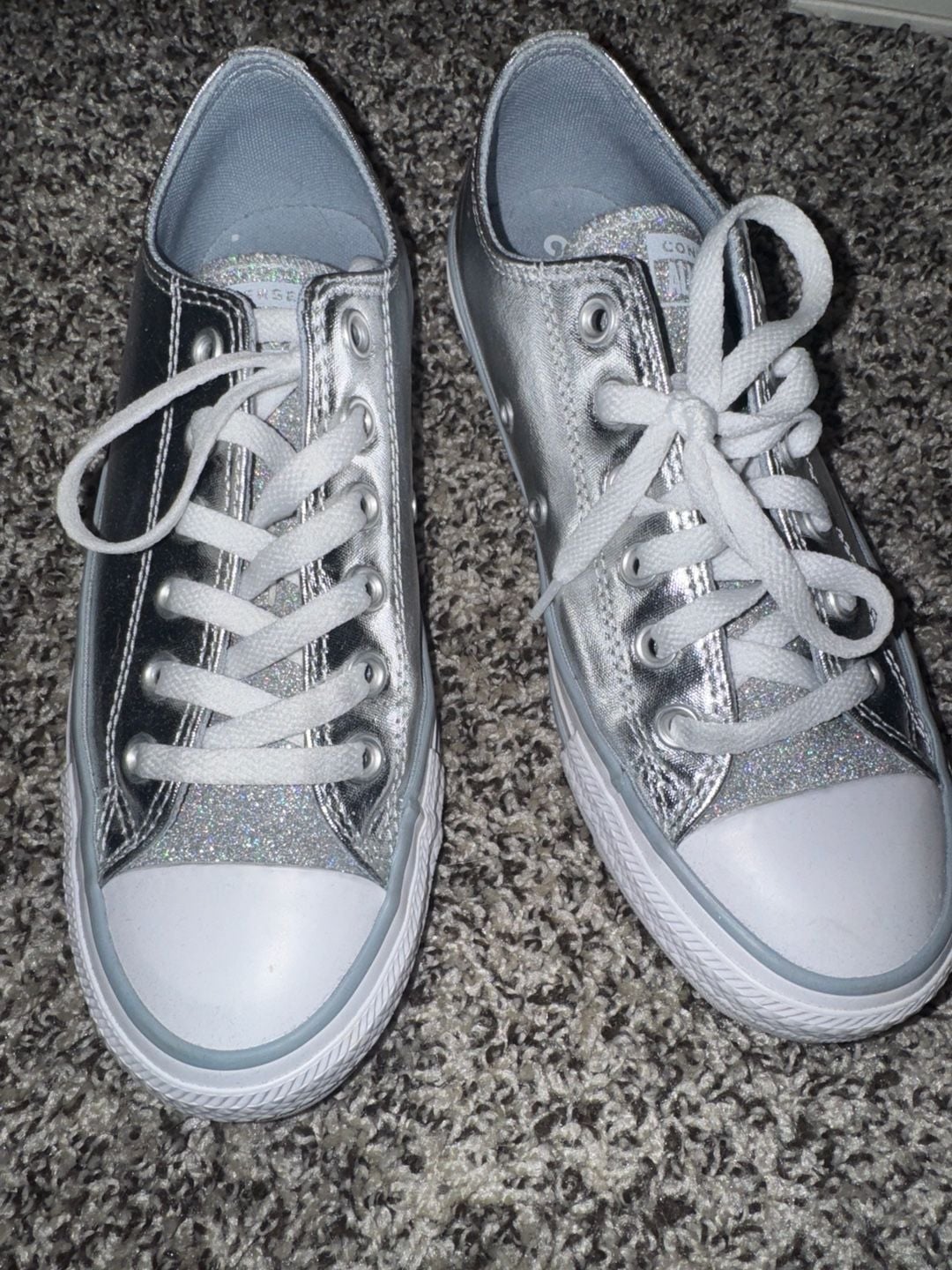 Converse Chuck Taylor All Star Sparkle Silver Low Top Sneakers 3