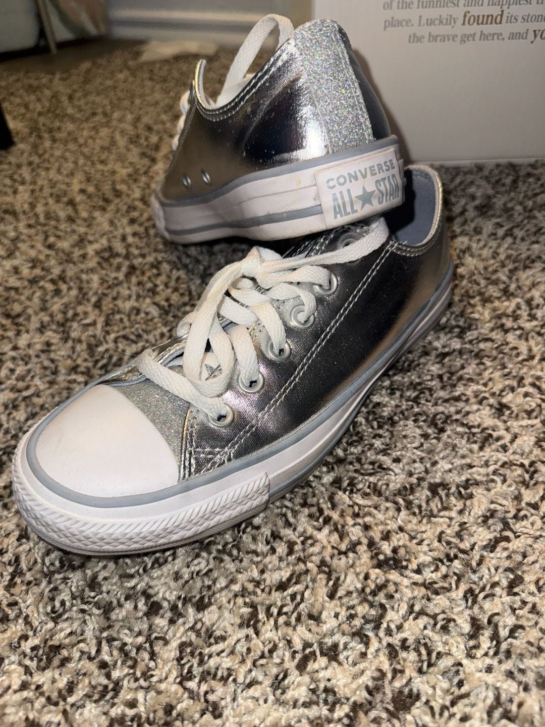 Converse Chuck Taylor All Star Sparkle Silver Low Top Sneakers 4