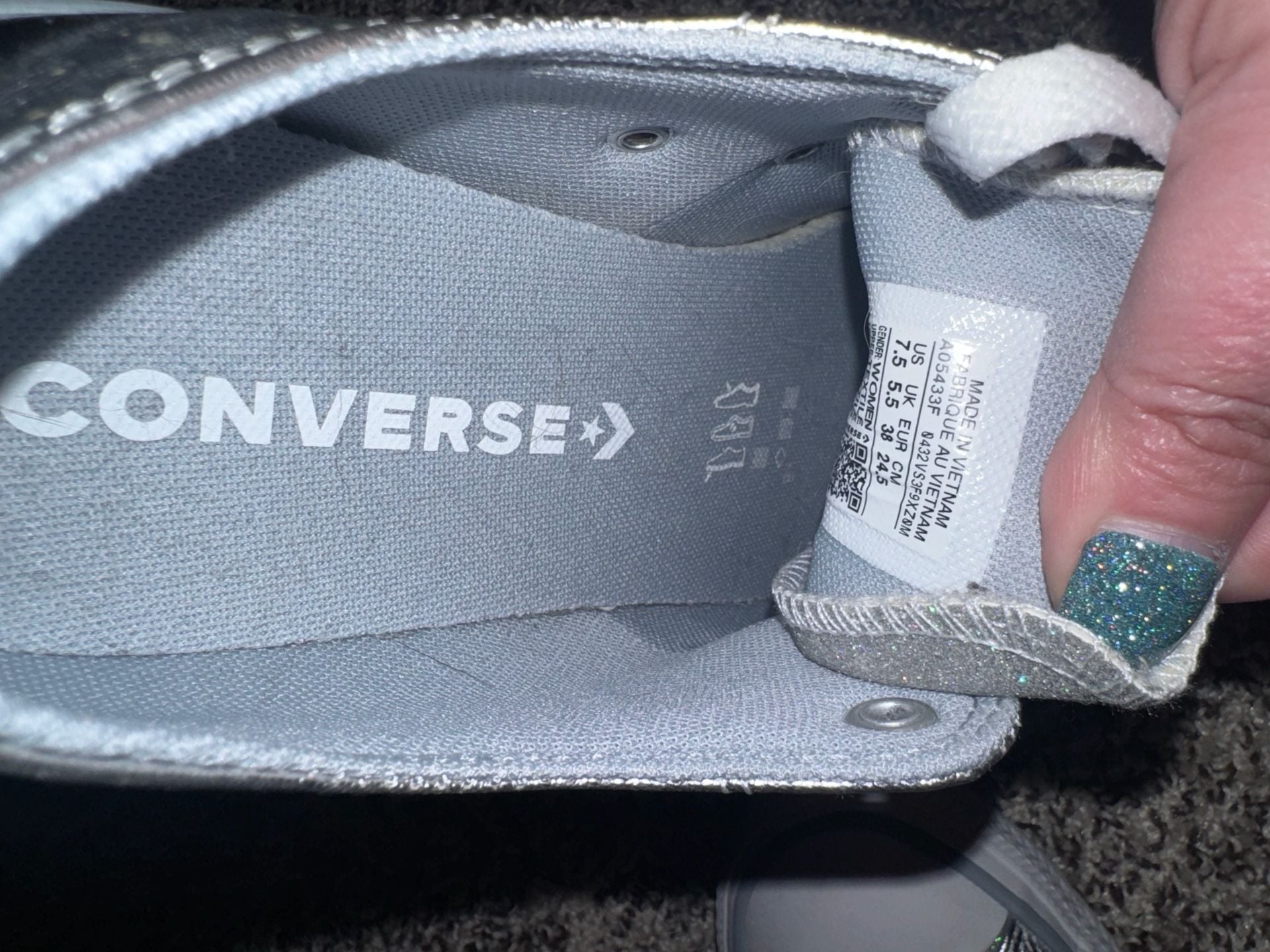 Converse Chuck Taylor All Star Sparkle Silver Low Top Sneakers 5