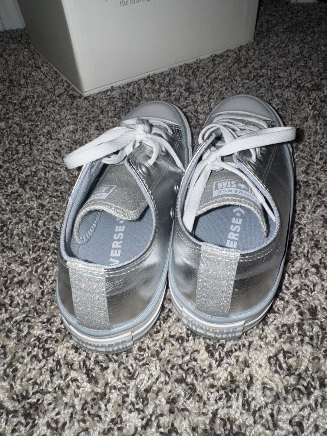 Converse Chuck Taylor All Star Sparkle Silver Low Top Sneakers 8