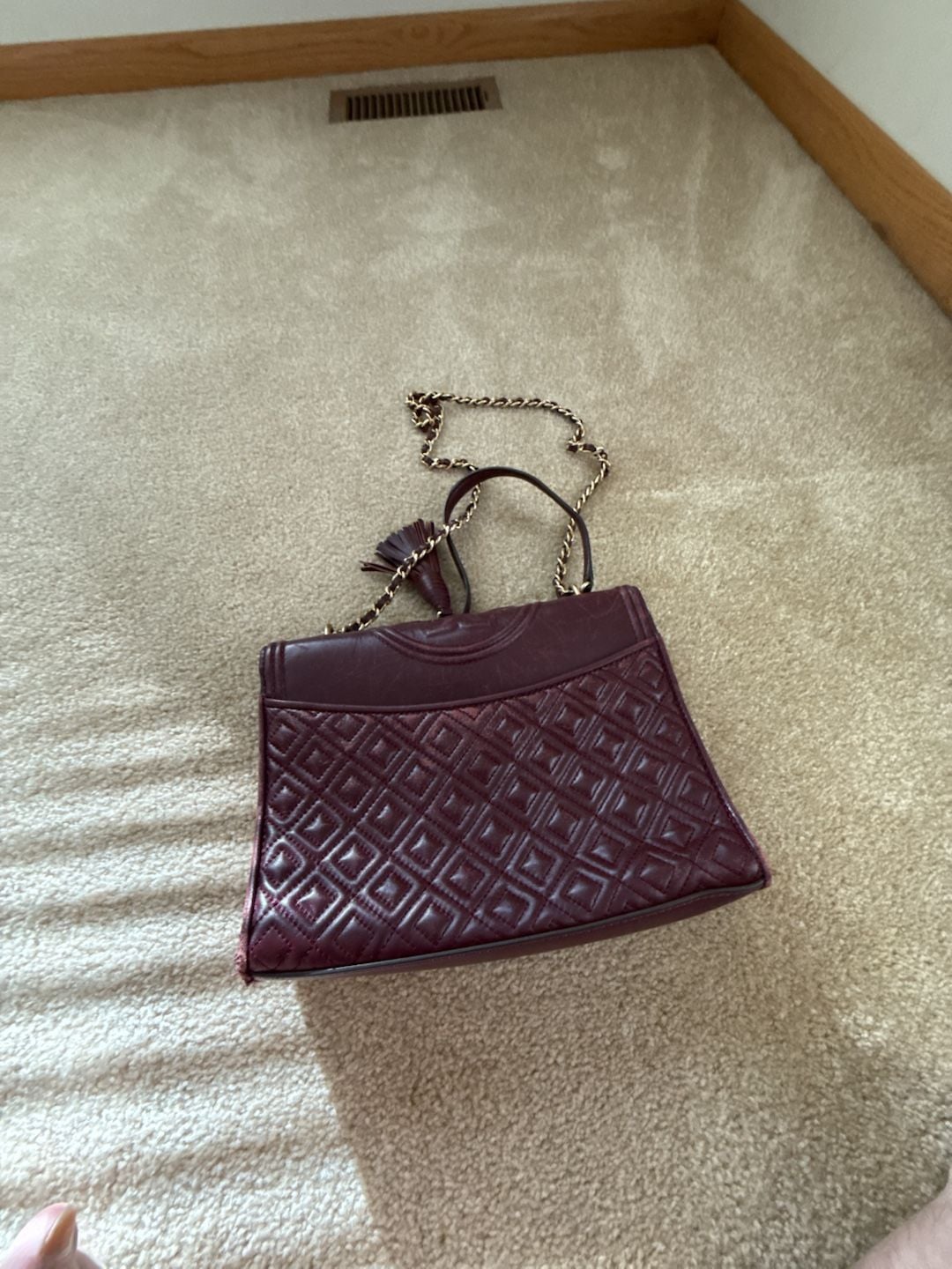 Tory Burch Fleming Quilted Leather Convertible Shoulder Bag Burgundy 4