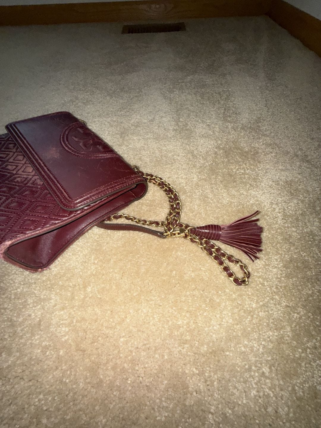 Tory Burch Fleming Quilted Leather Convertible Shoulder Bag Burgundy 8