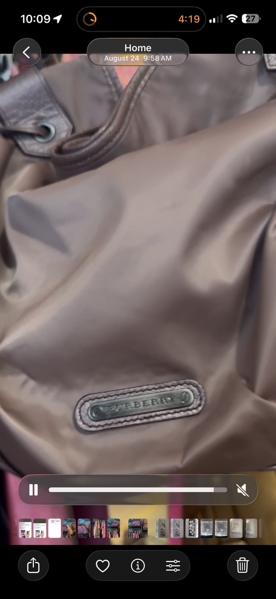Burberry Nylon Shoulder Bag Brown Hobo 3