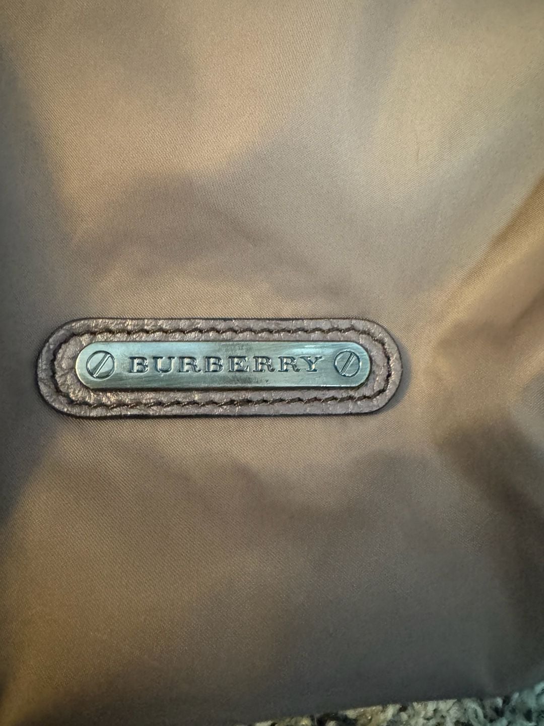 Burberry Nylon Shoulder Bag Brown Hobo 4