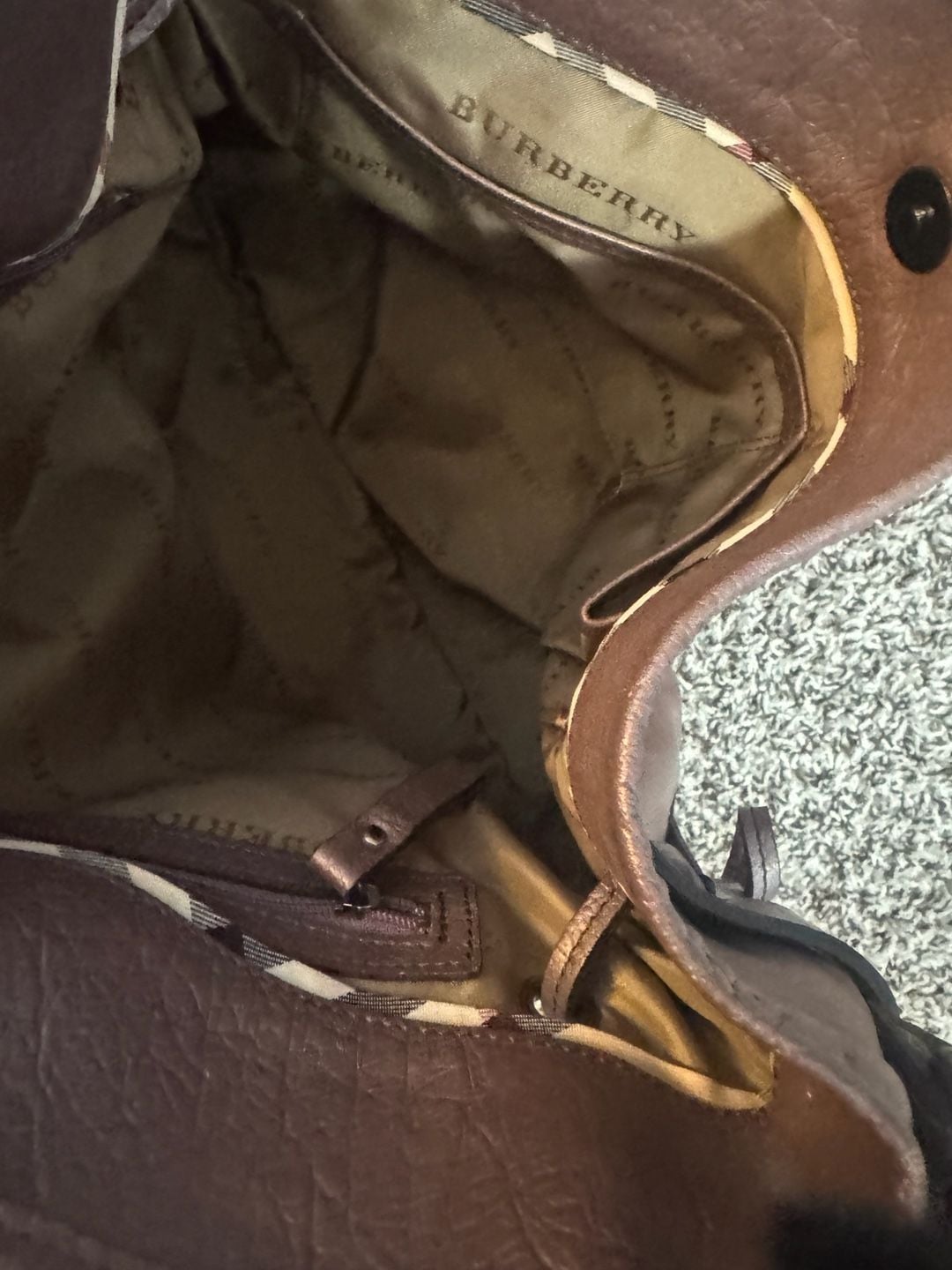 Burberry Nylon Shoulder Bag Brown Hobo 5