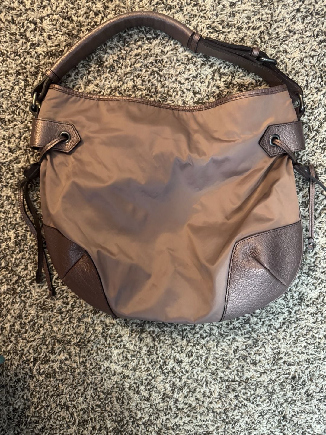 Burberry Nylon Shoulder Bag Brown Hobo 6
