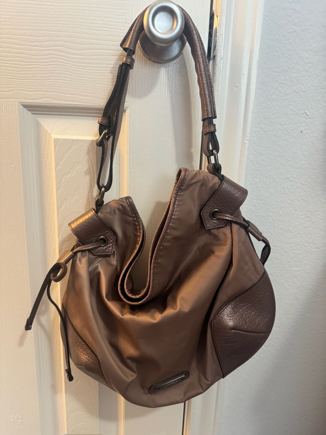 Burberry Nylon Shoulder Bag Brown Hobo 7