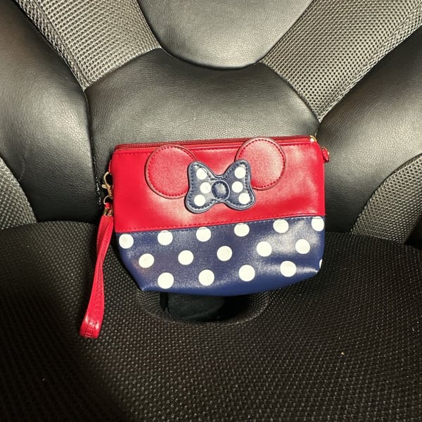 Disney Minnie Mouse Wristlet Cosmetic Bag Red Blue Polka Dot