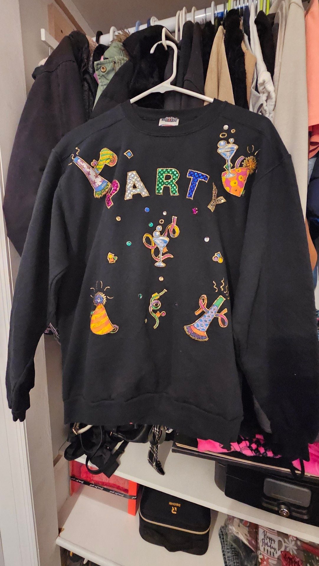 Jerzees Party Sequins Embellished Black Sweatshirt 2