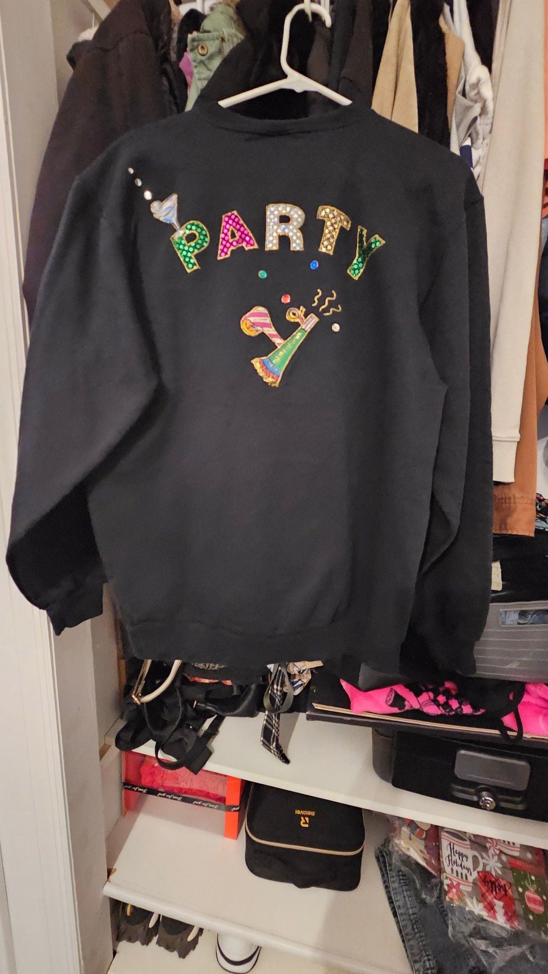 Jerzees Party Sequins Embellished Black Sweatshirt 3