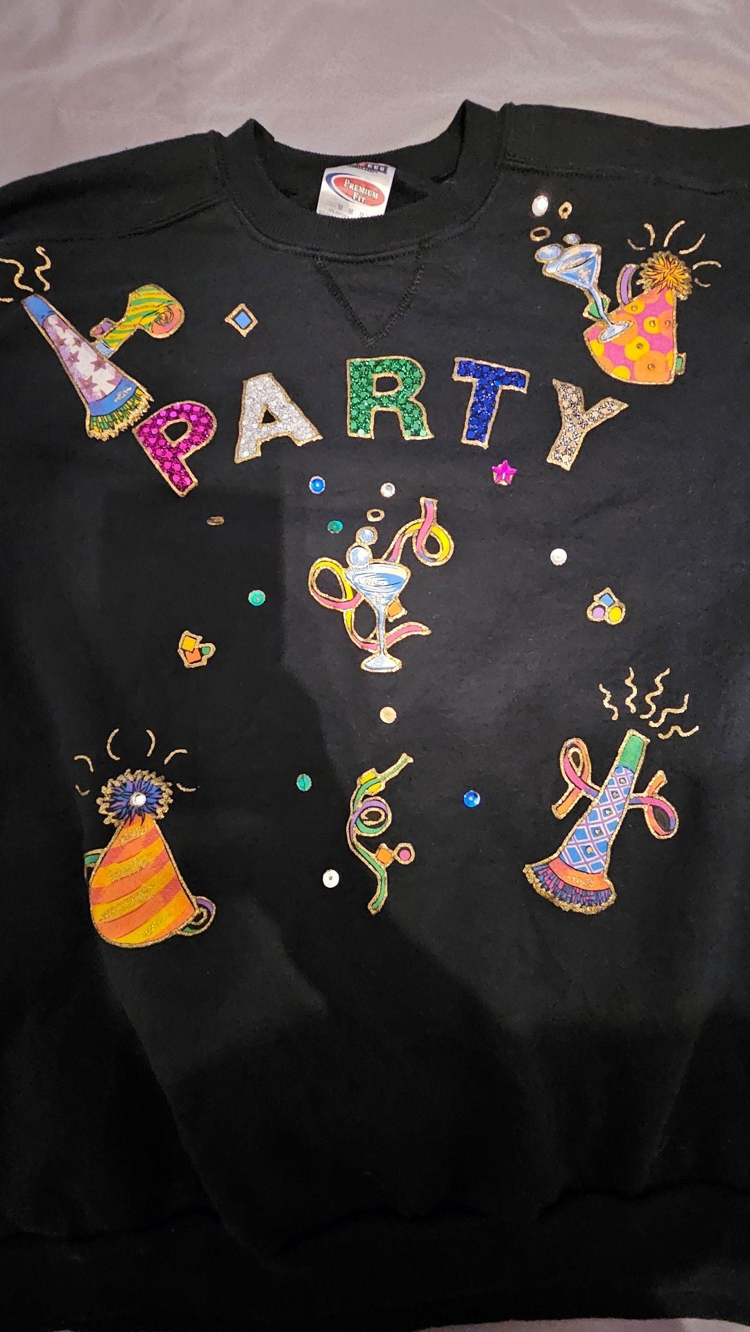 Jerzees Party Sequins Embellished Black Sweatshirt 9