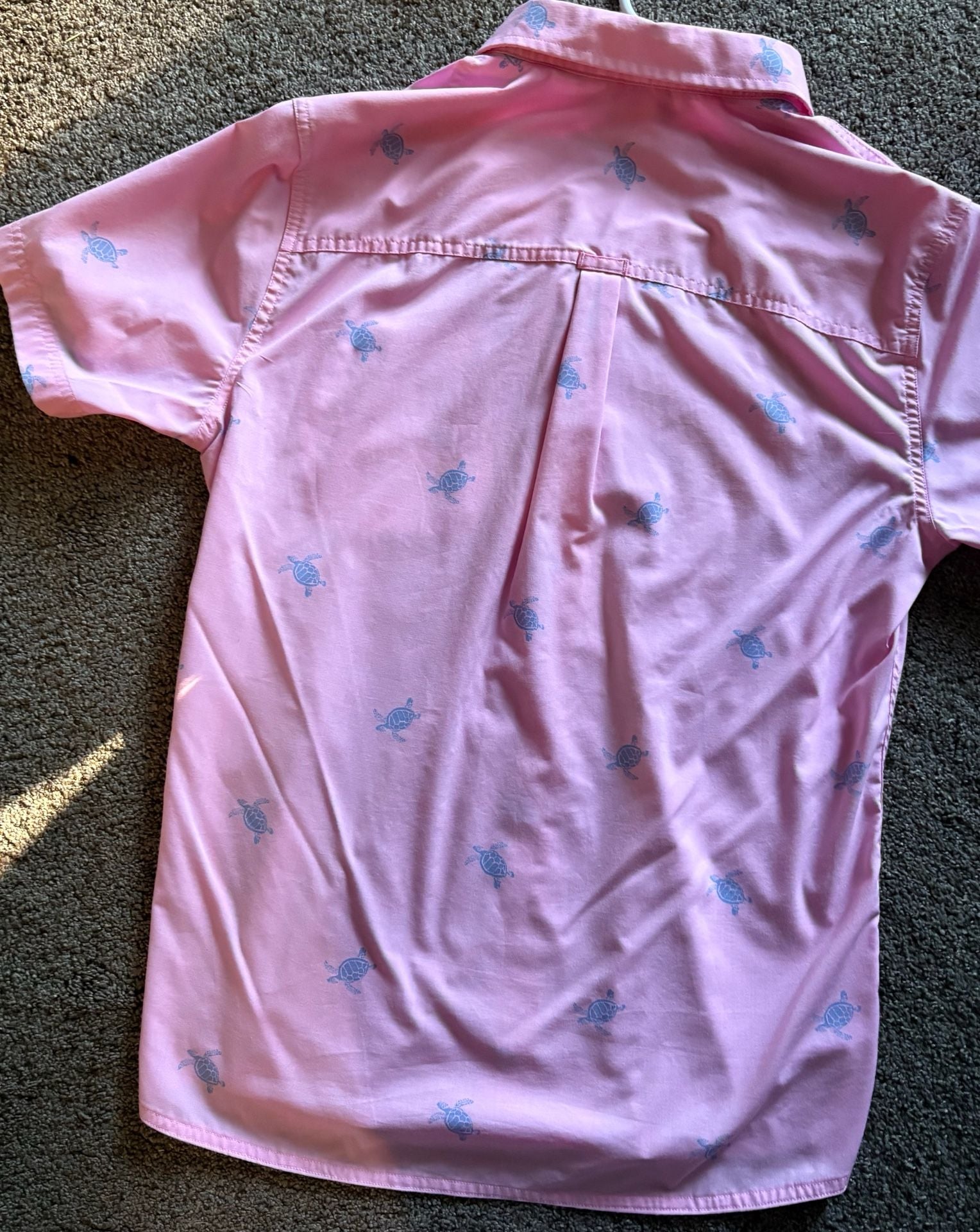 Croft & Barrow Button-Down Shirt Pink Turtle Print Short Sleeve Slim Fit 3