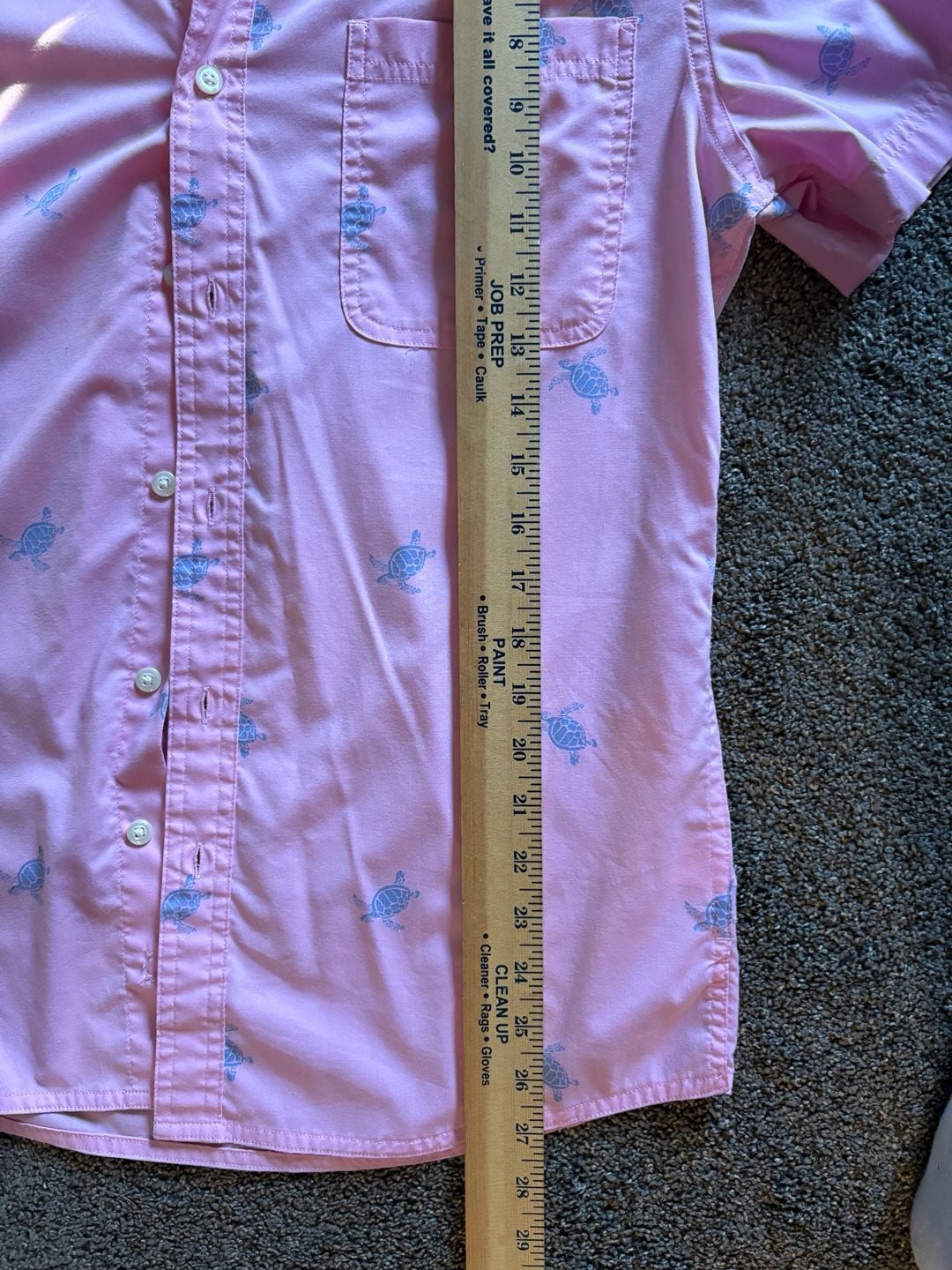 Croft & Barrow Button-Down Shirt Pink Turtle Print Short Sleeve Slim Fit 5