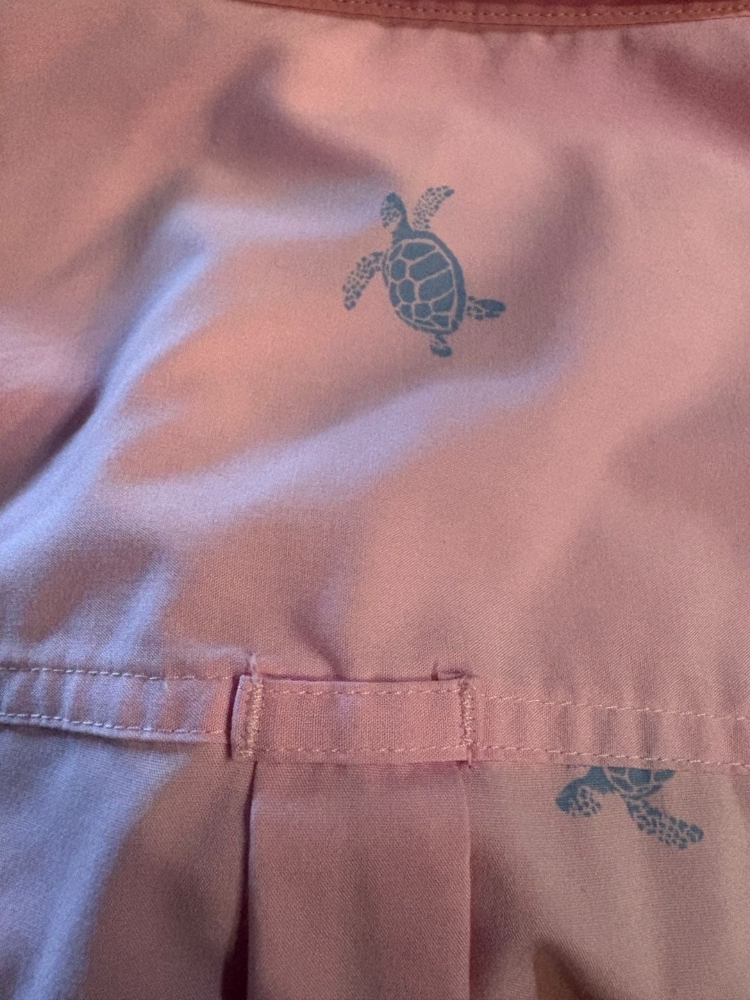 Croft & Barrow Button-Down Shirt Pink Turtle Print Short Sleeve Slim Fit 11