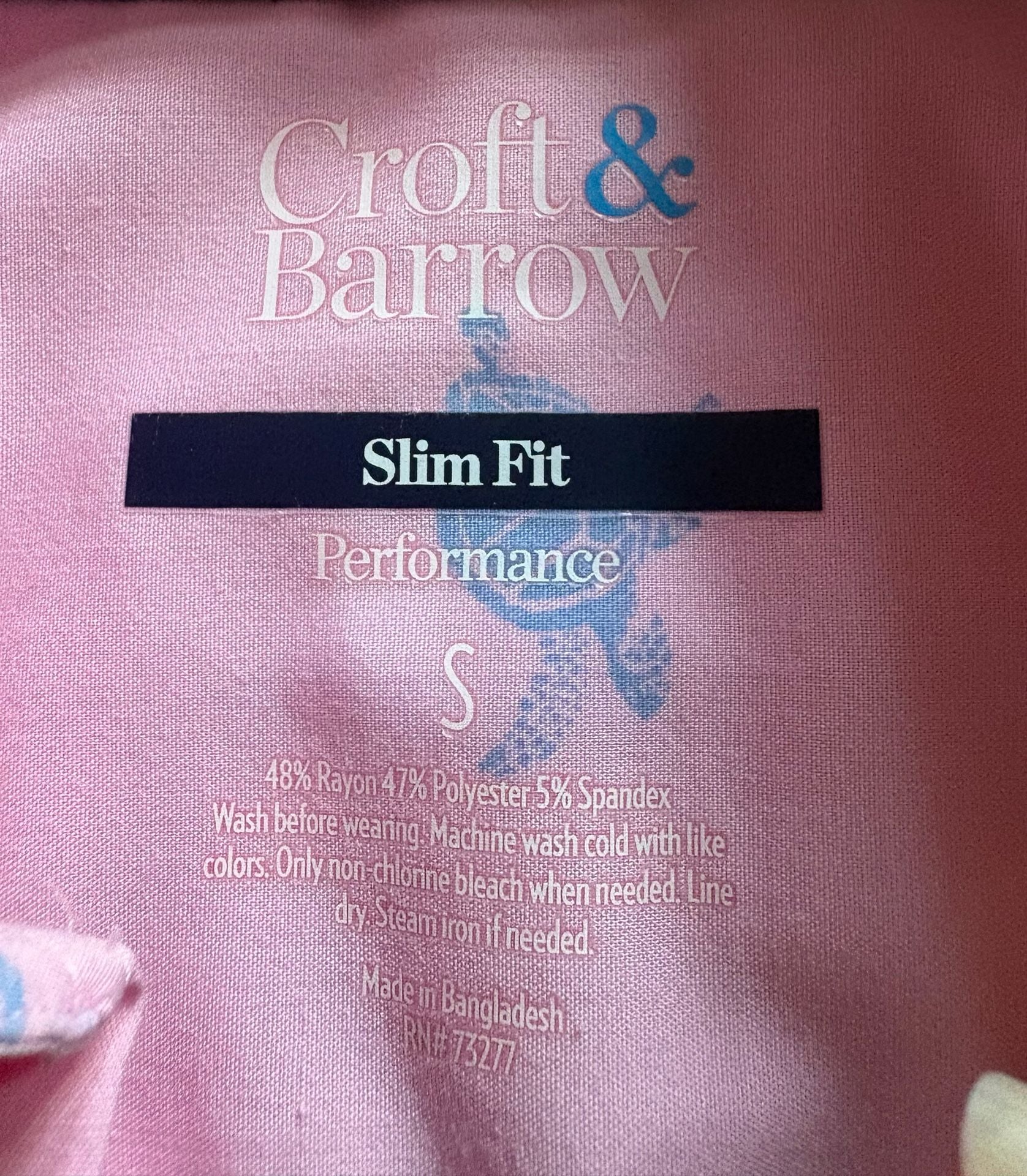 Croft & Barrow Button-Down Shirt Pink Turtle Print Short Sleeve Slim Fit 13