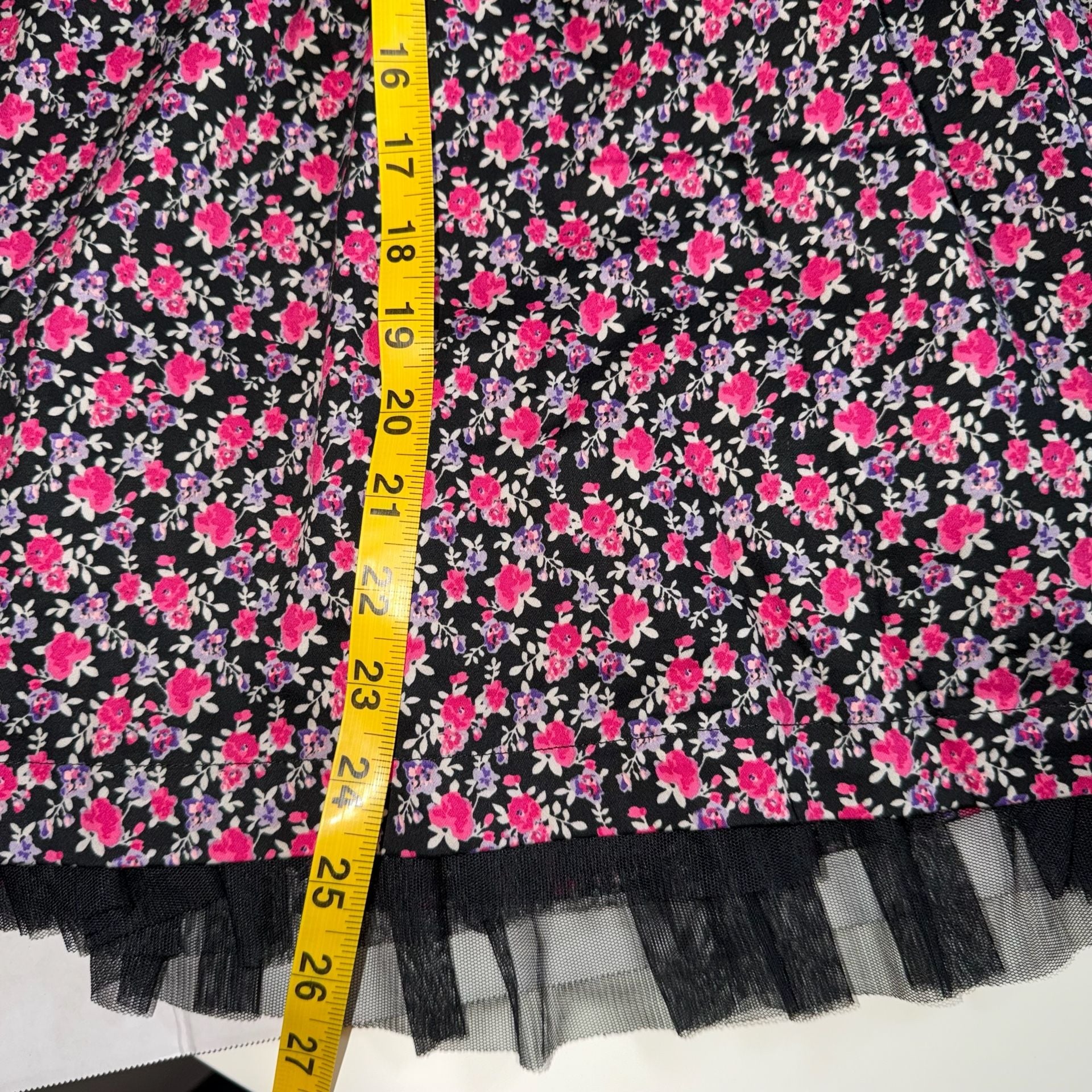 Black Poppy Y2K Floral Strapless Skater Dress Size Small 9