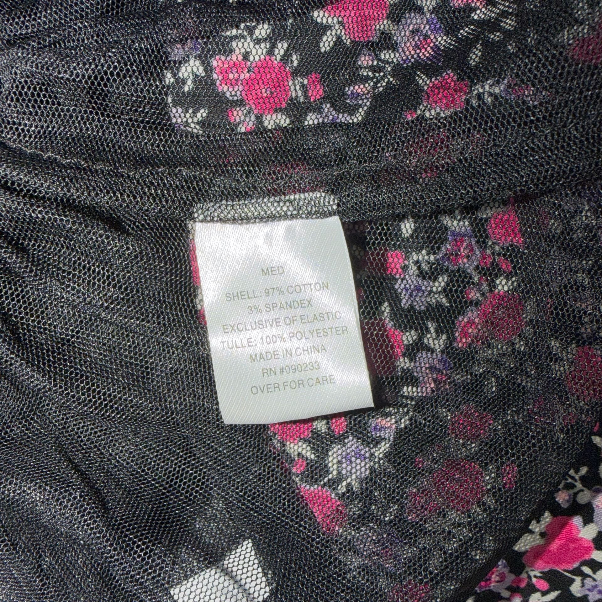 Black Poppy Y2K Floral Strapless Skater Dress Size Small 11