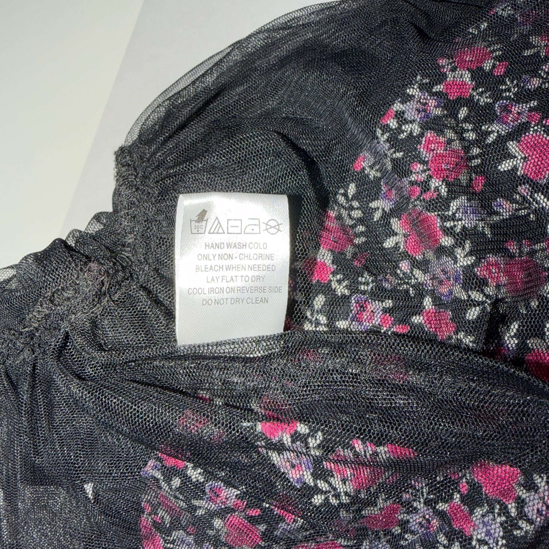 Black Poppy Y2K Floral Strapless Skater Dress Size Small 12